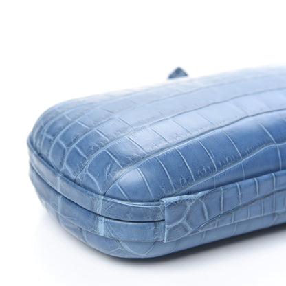 Bottega Veneta Crocodile Knot Clutch Blue 7 of 8