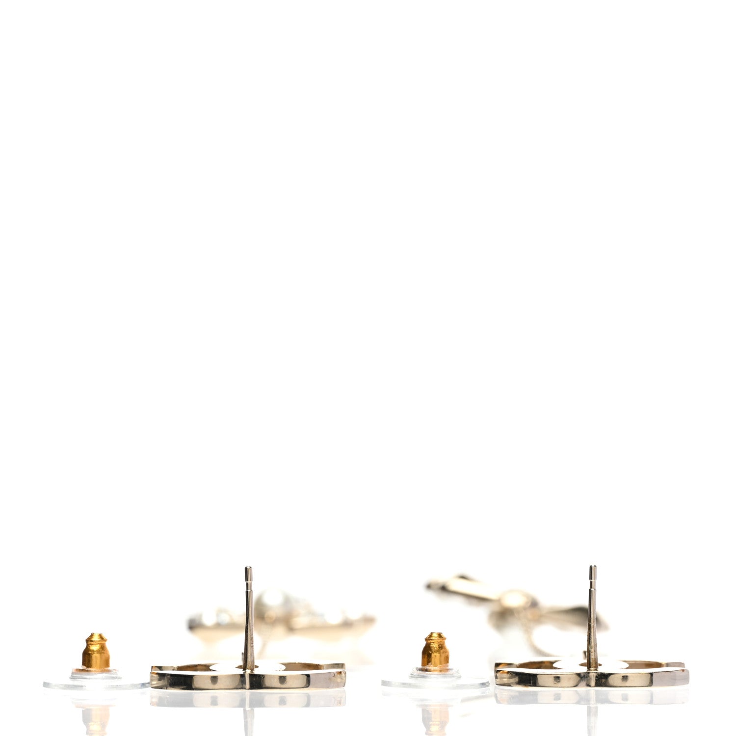 Chanel Pearl Crystal CC Drop Earrings Light Gold 4 of 5