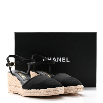 Chanel Satin Grosgrain CC Espadrilles Wedges 37 Black 13 of 13