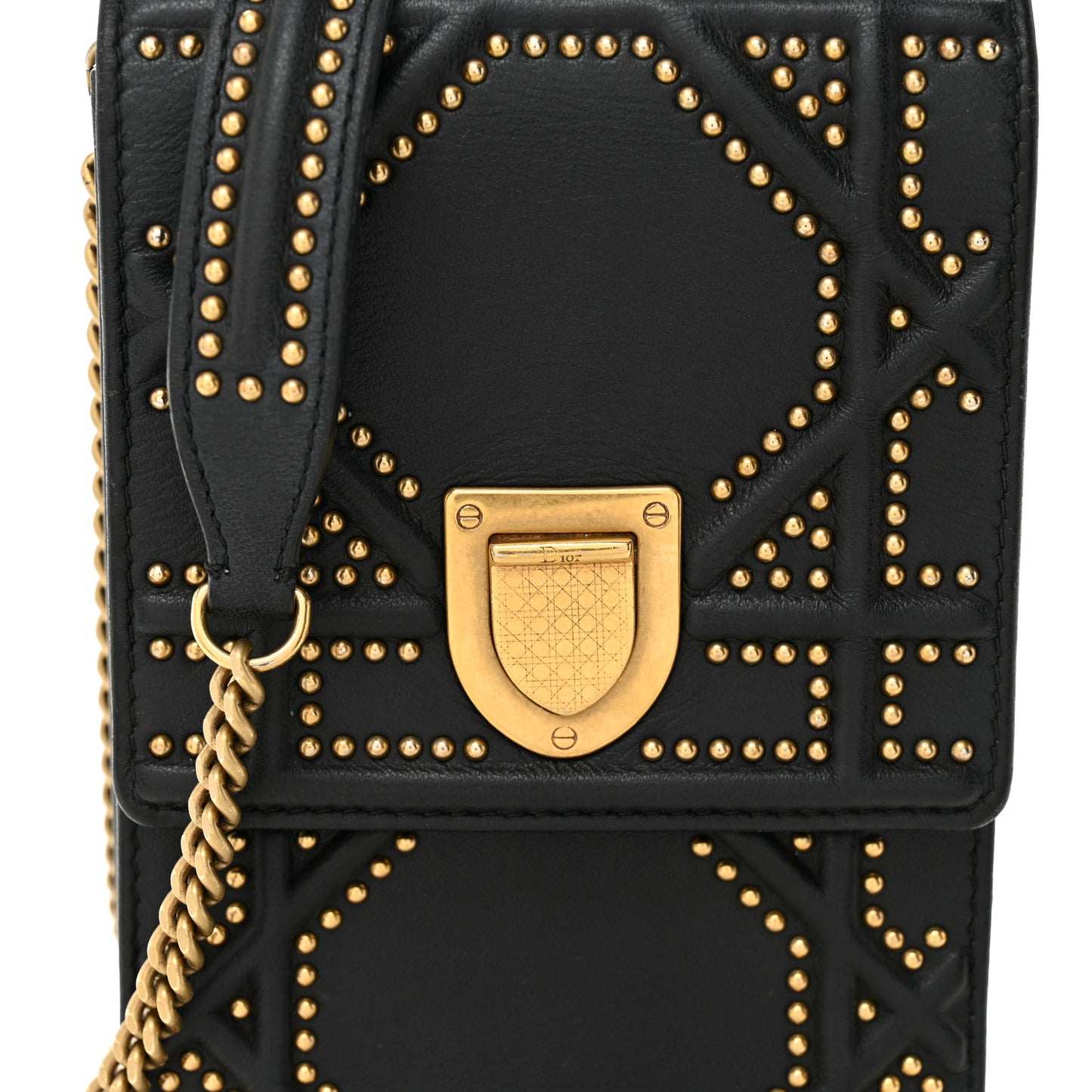 Lambskin Studded Vertical Diorama Black
