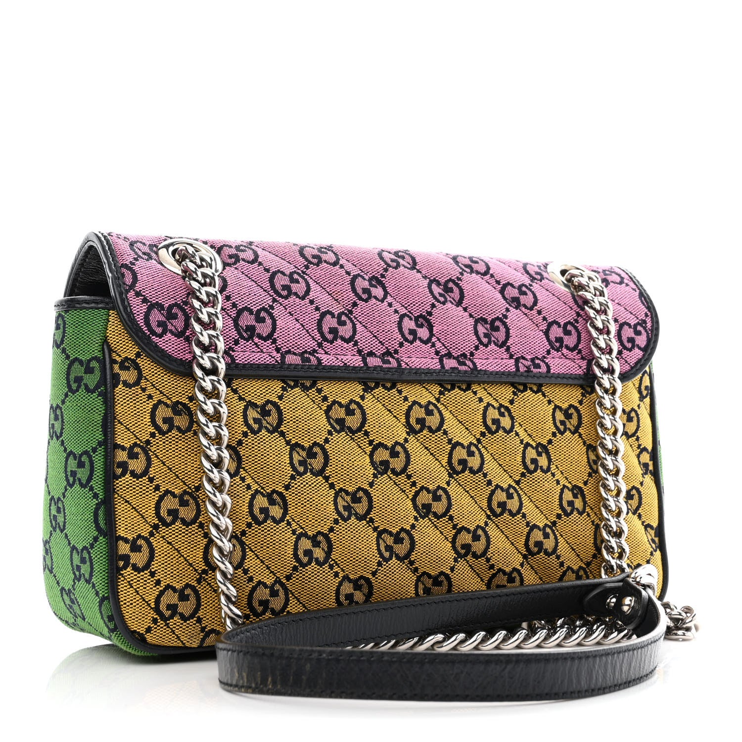 Gucci Monogram Multicolor Matelasse Diagonal Small GG Marmont Shoulder Bag Pink Blue Red Yellow Green 3 of 12