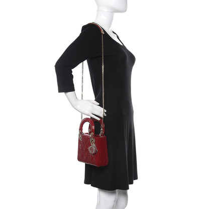 Christian Dior Patent Cannage Mini Lady Dior Red 2 of 9