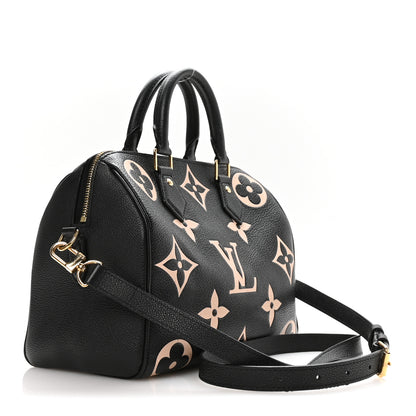Louis Vuitton Empreinte Monogram Giant Speedy Bandouliere 25 Black Beige 3 of 10
