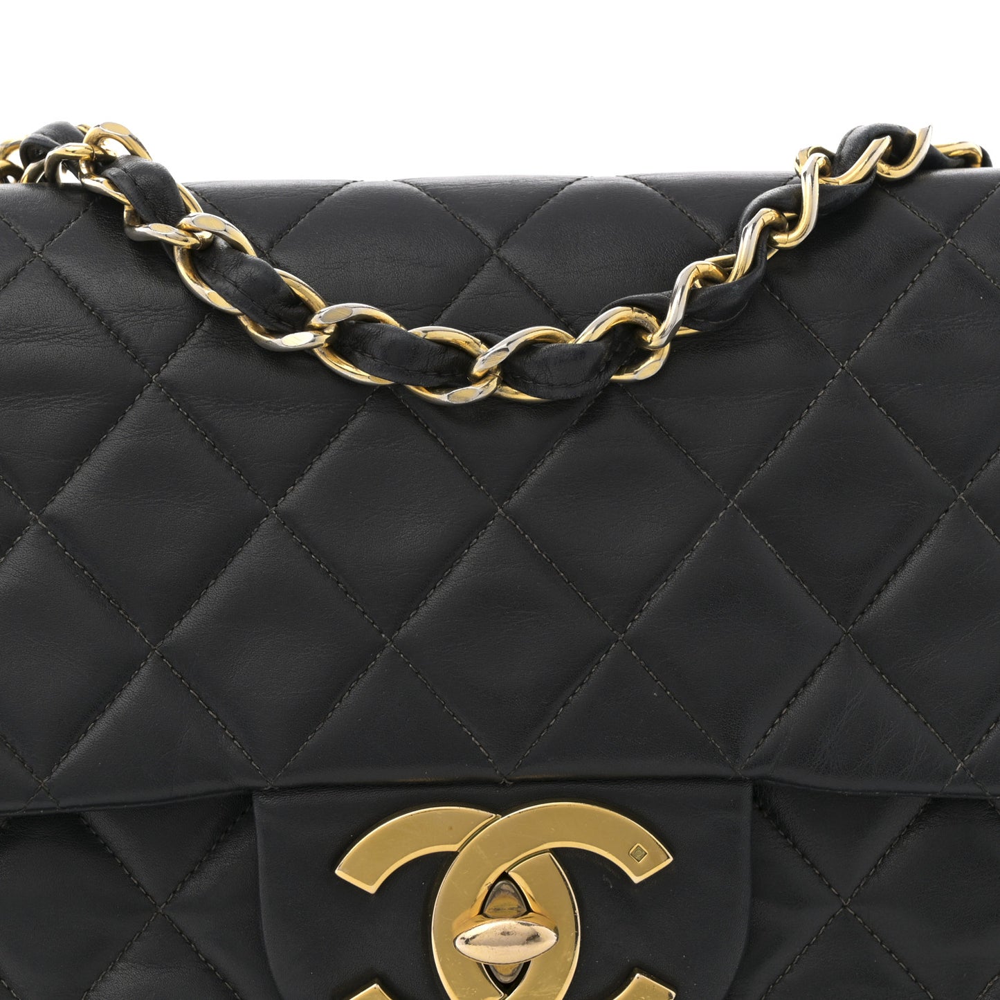 Lambskin Quilted XL Jumbo Single Flap Black