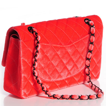 Chanel Velvet Quilted Medium Double Flap Coral 4 of 9