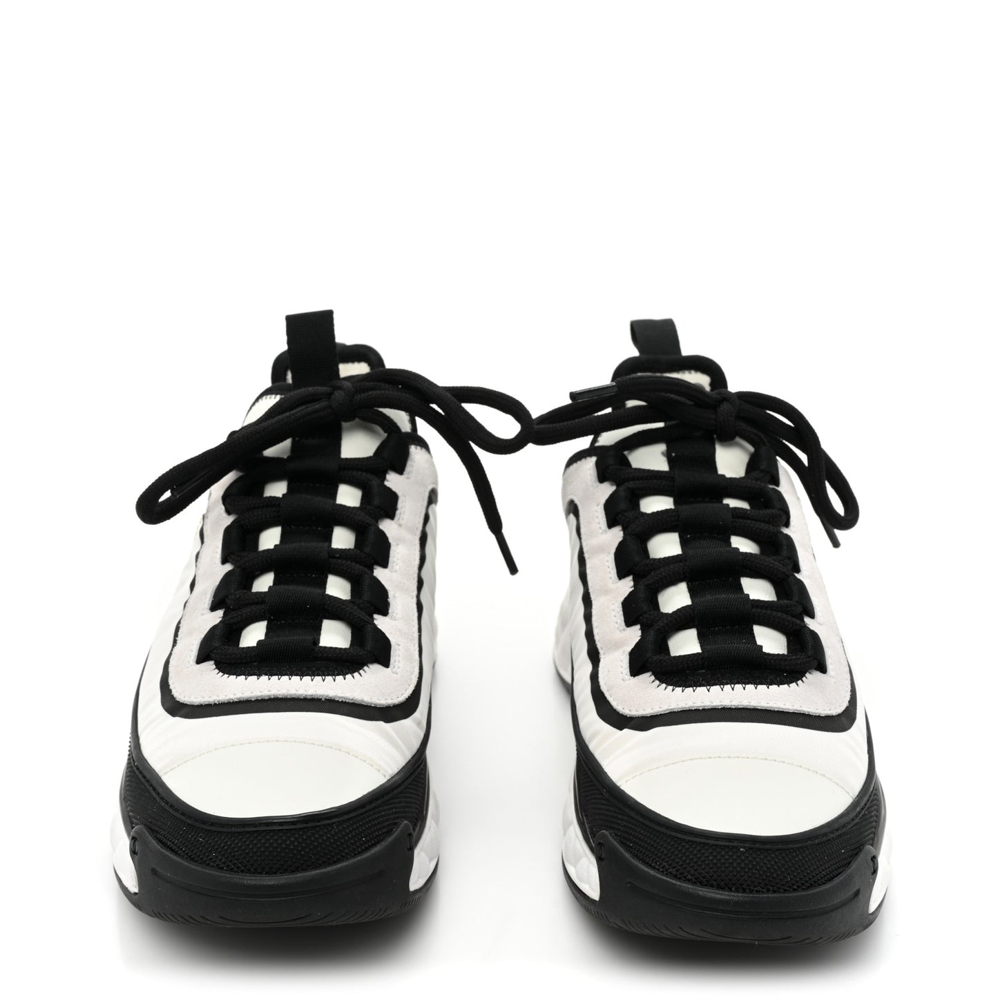 Suede Calfskin Mixed Fibers CC Sneakers 36.5 White Black
