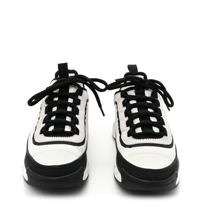 Chanel Suede Calfskin Mixed Fibers CC Sneakers 36.5 White Black 2 of 10