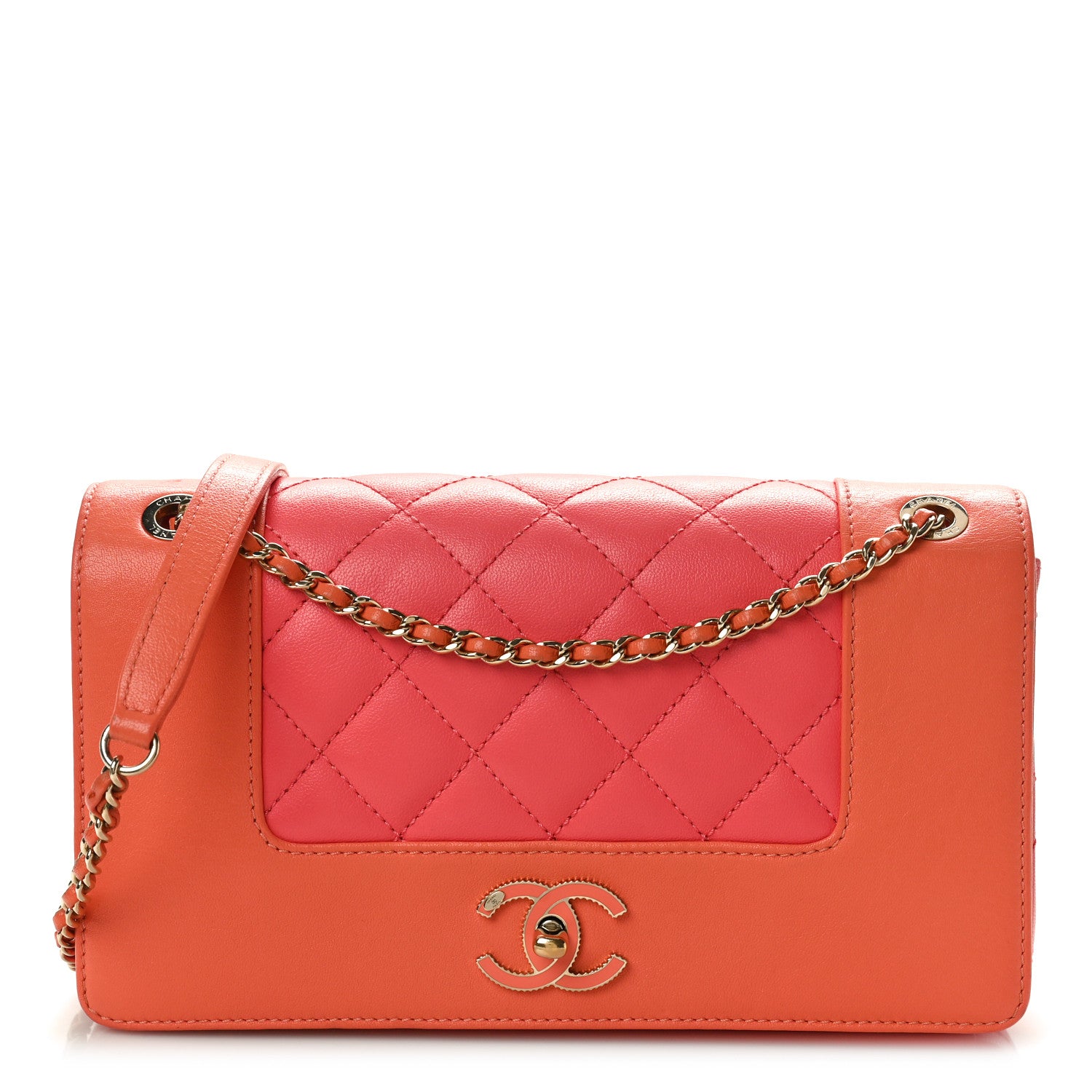 Chanel Sheepskin Quilted Medium Vintage Mademoiselle Flap Coral Orange 1 of 10