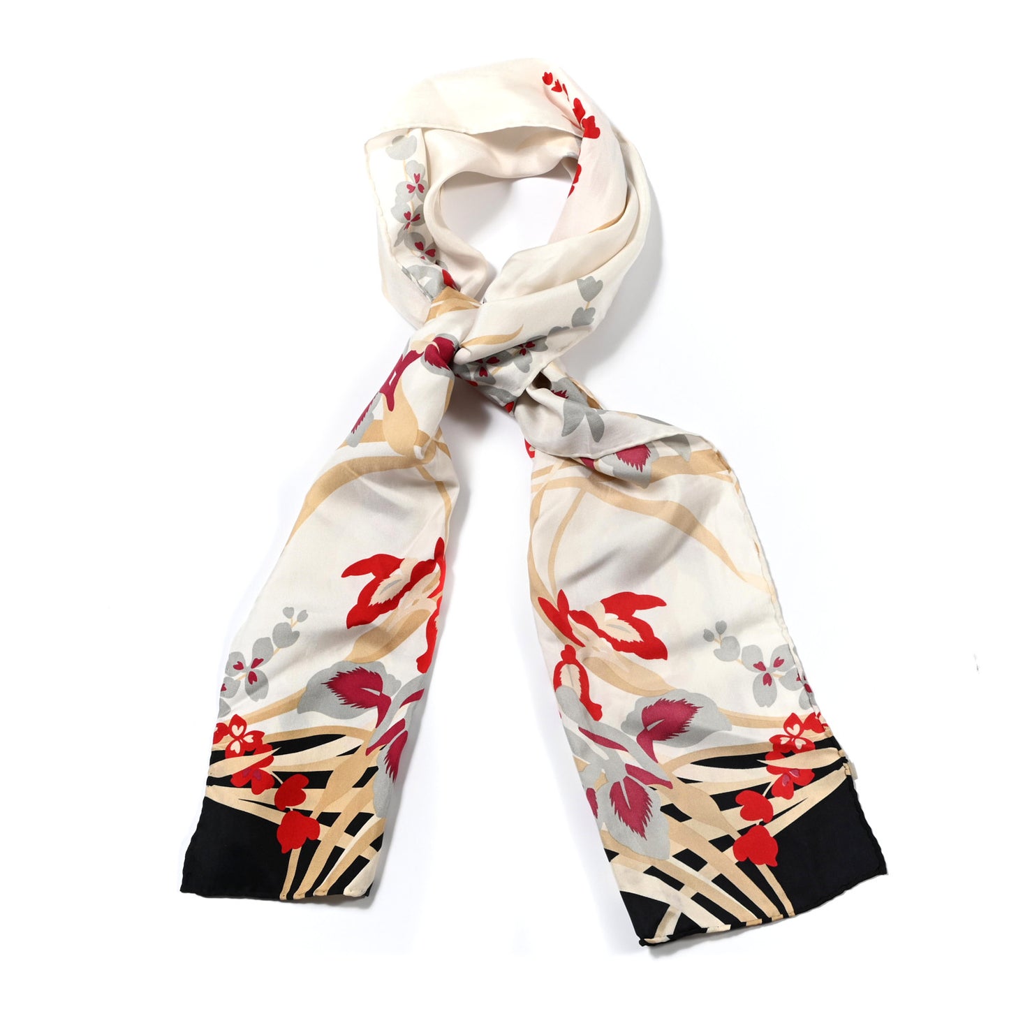 Silk Floral Print Scarf Multicolor