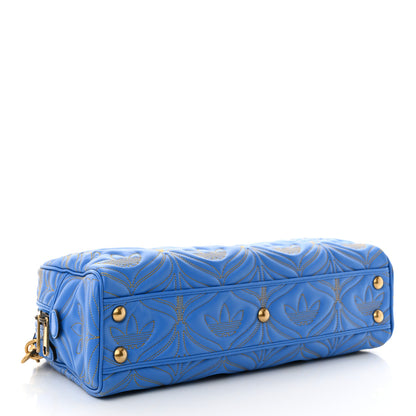 Gucci X ADIDAS Calfskin Trefoil Web GG Marmont Medium Duffle Bag Blue 4 of 11
