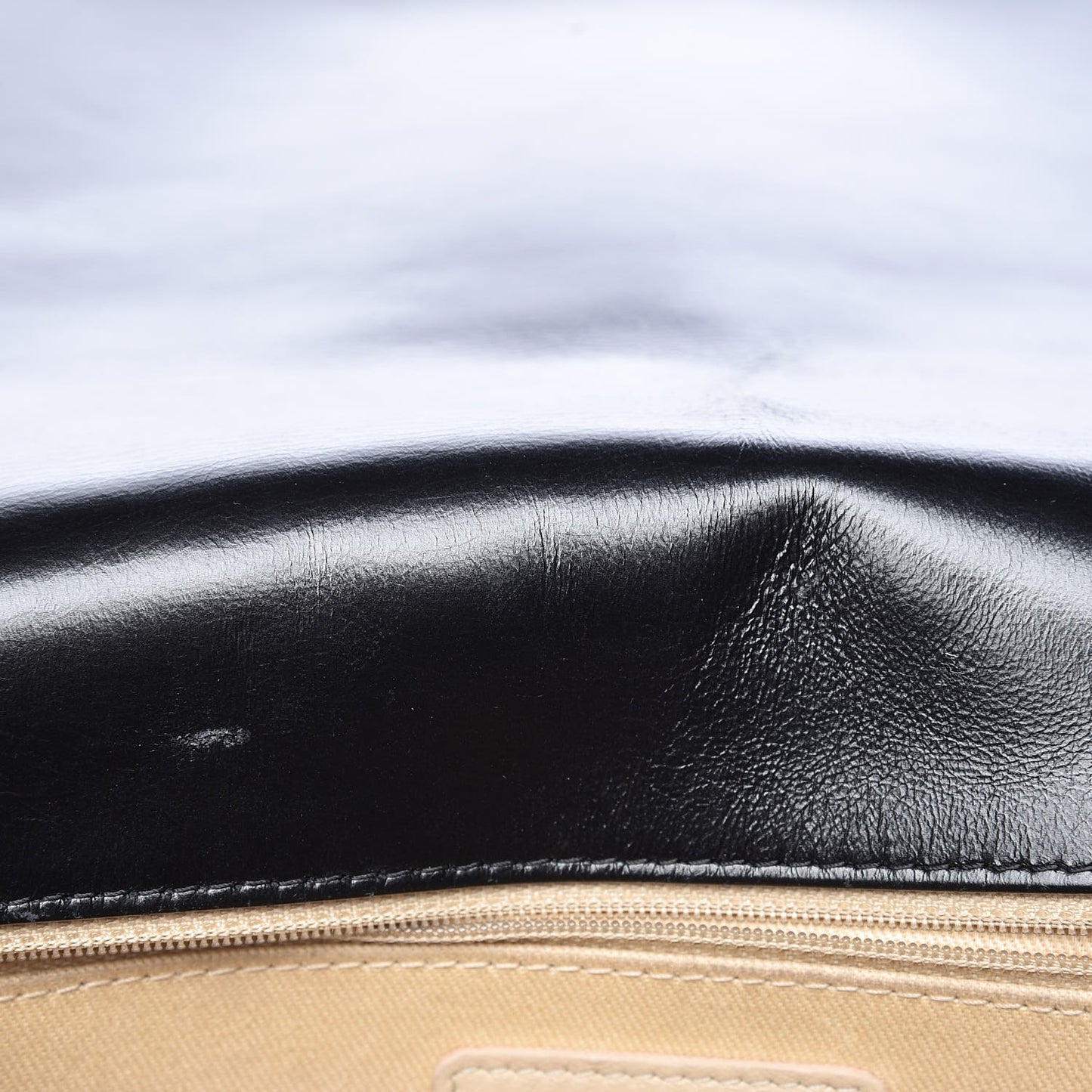 Glazed Calfskin Quilted Large Boy Flap Black