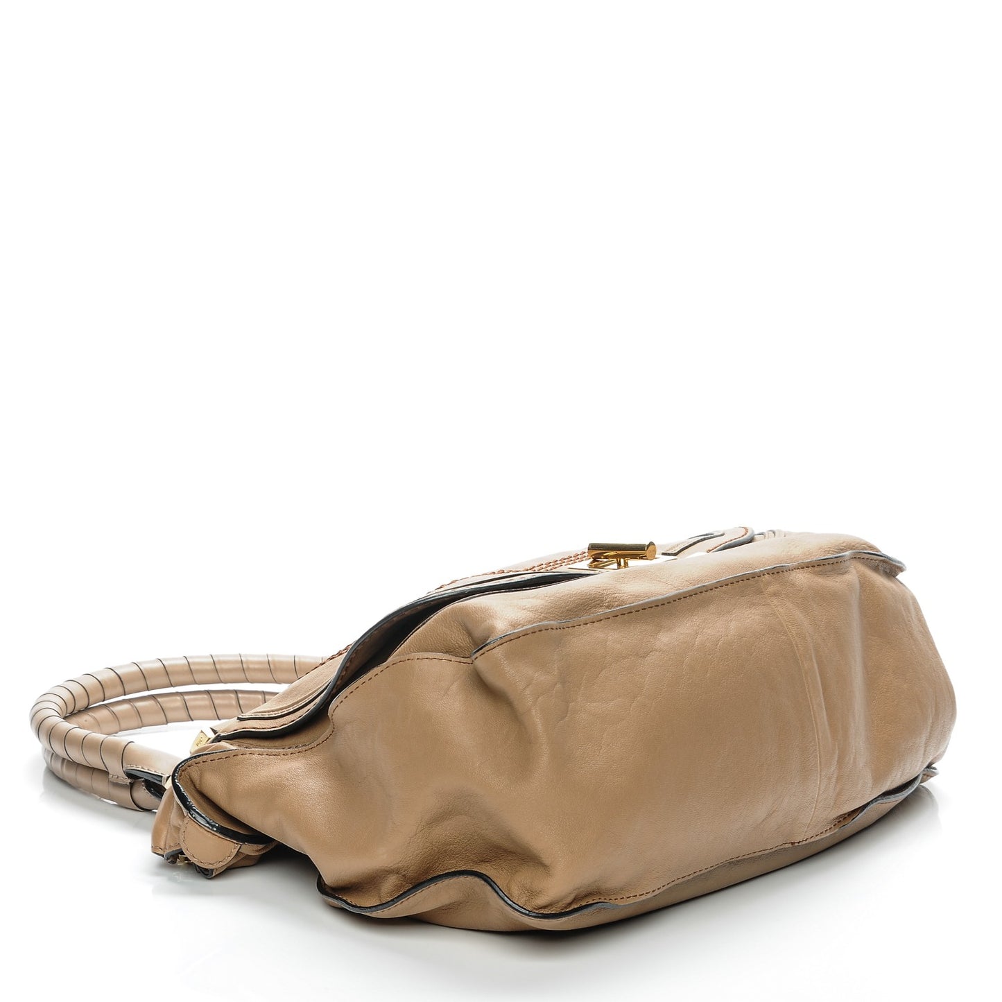Calfskin Large Marcie Lock Satchel Beige