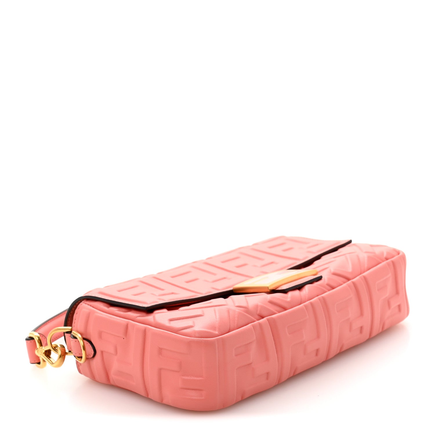 Fendi Nappa FF 1974 Embossed Baguette Rosa Pesca 4 of 10