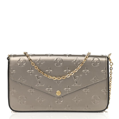 Louis Vuitton Vernis Felicie Pochette Chain Wallet Champagne Metallise 3 of 12