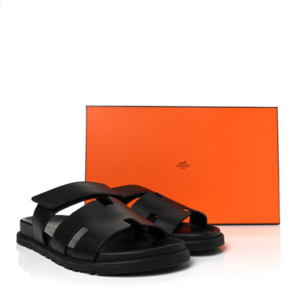 Hermes Calfskin Mens Chypre Sandals 42 Black 8 of 8