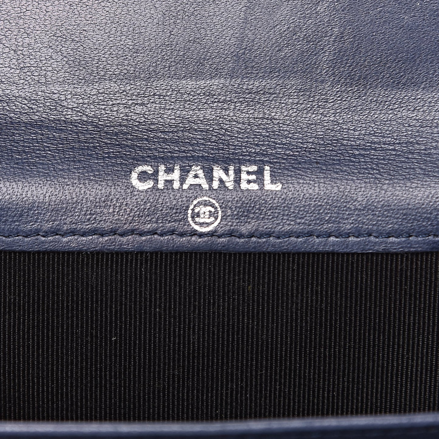 Lambskin Quilted Flap Card Holder Wallet Navy