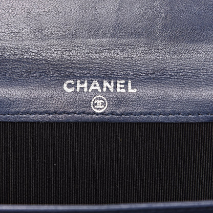 Chanel Lambskin Quilted Flap Card Holder Wallet Navy 6 of 13
