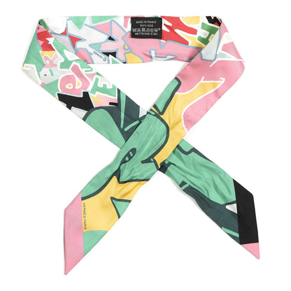 Hermes Silk Graff Graffiti Twilly Menthol Rose Jaune 1 of 4