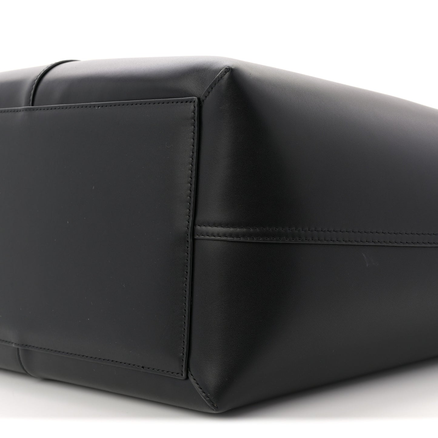 Smooth Calfskin Maxi Trapezoid Shopping Tote Black