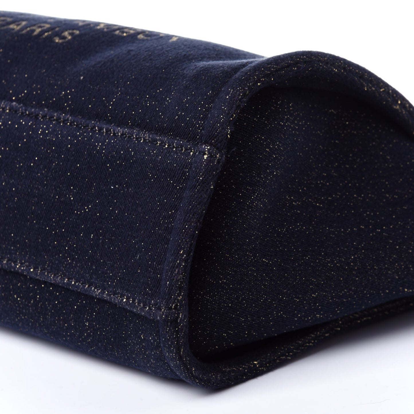 Lurex Canvas Small Deauville Tote Navy Blue Gold