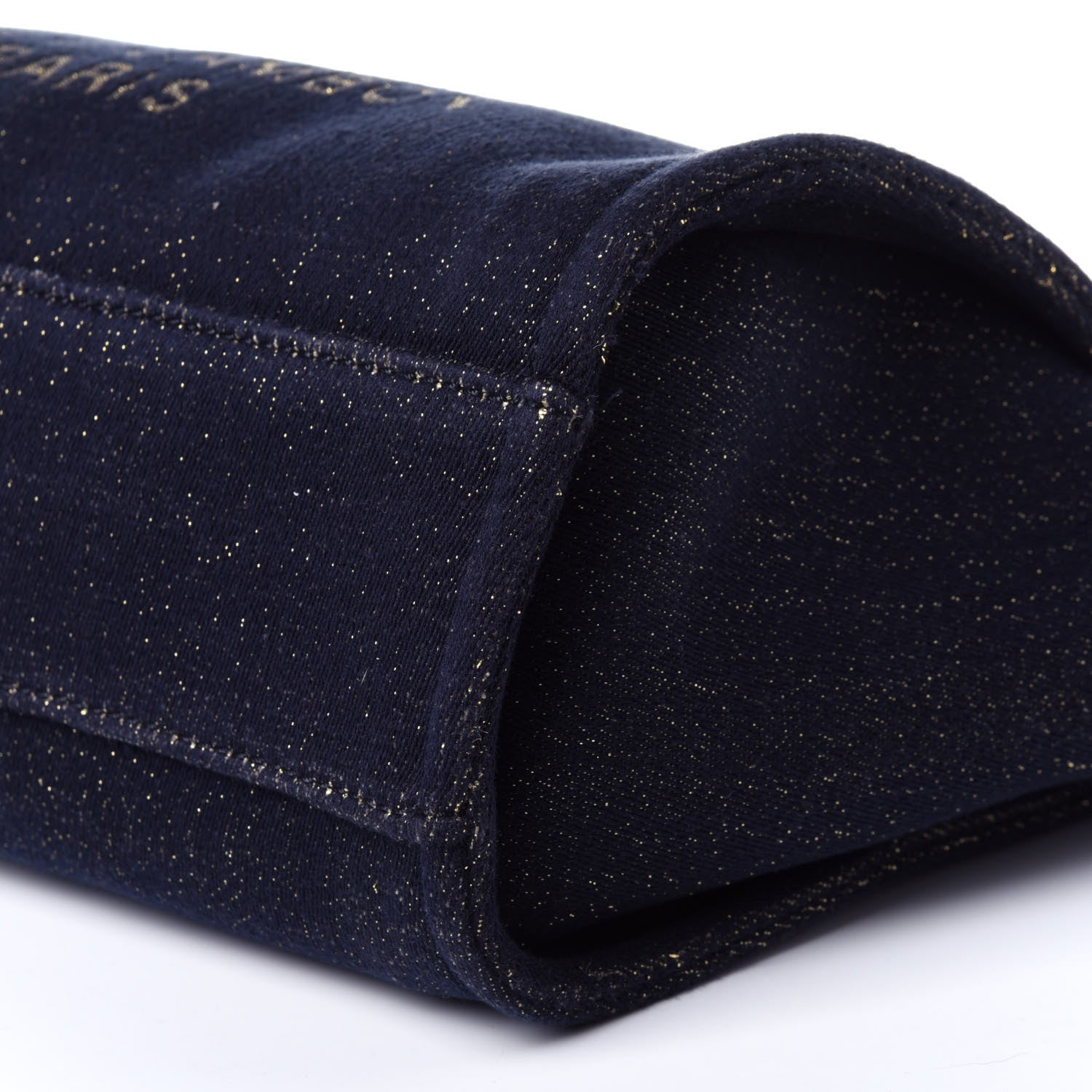 Chanel Lurex Canvas Small Deauville Tote Navy Blue Gold 9 of 11