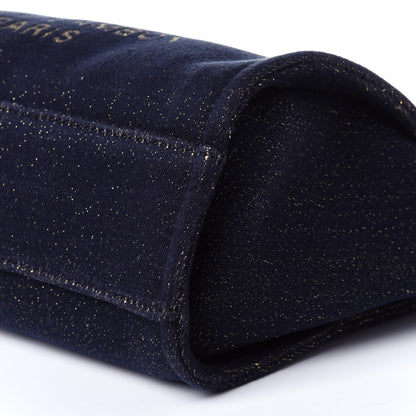 Chanel Lurex Canvas Small Deauville Tote Navy Blue Gold 9 of 11