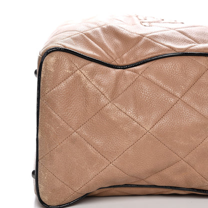 Chanel Caviar Patent Quilted Large Bowler Bag Beige Black 22 of 27