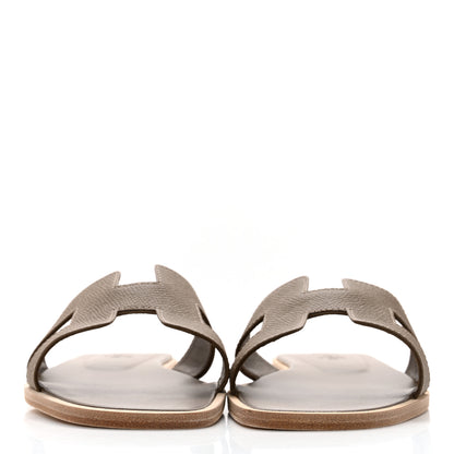Hermes Epsom Oran Sandals 37.5 Etoupe 2 of 9