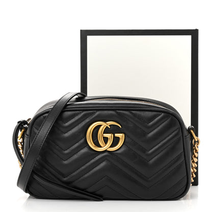 Gucci Calfskin Matelasse Small GG Marmont Chain Shoulder Bag Black 12 of 12