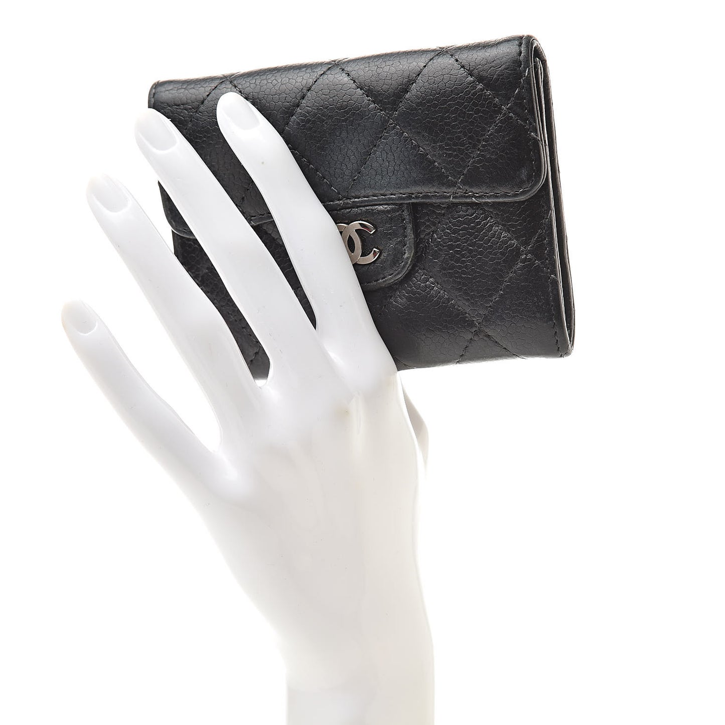 Caviar Quilted Flap Card Holder Black