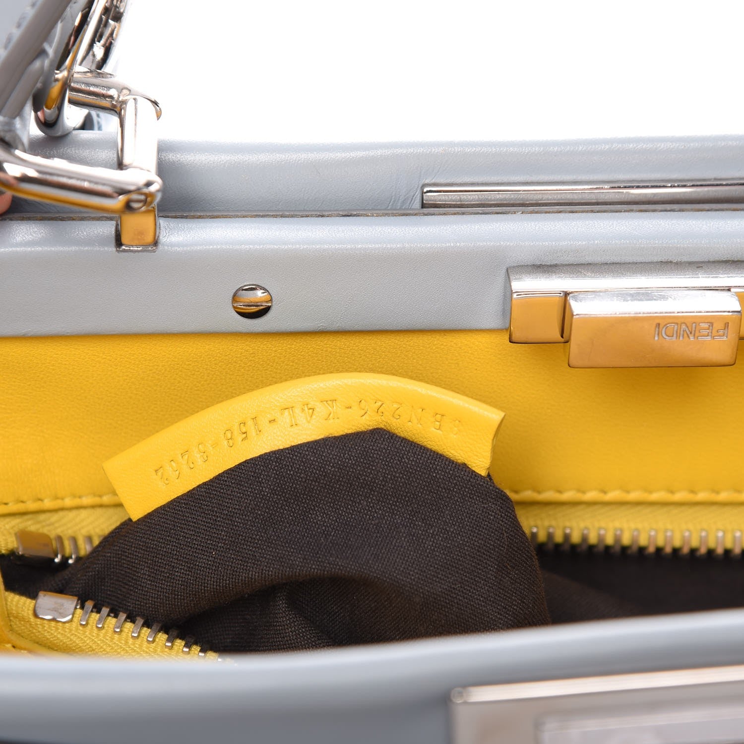 Fendi Vitello Morgan Shiny Nappa Medium Peekaboo Iconic Satchel Polvere Sunflower 8 of 8
