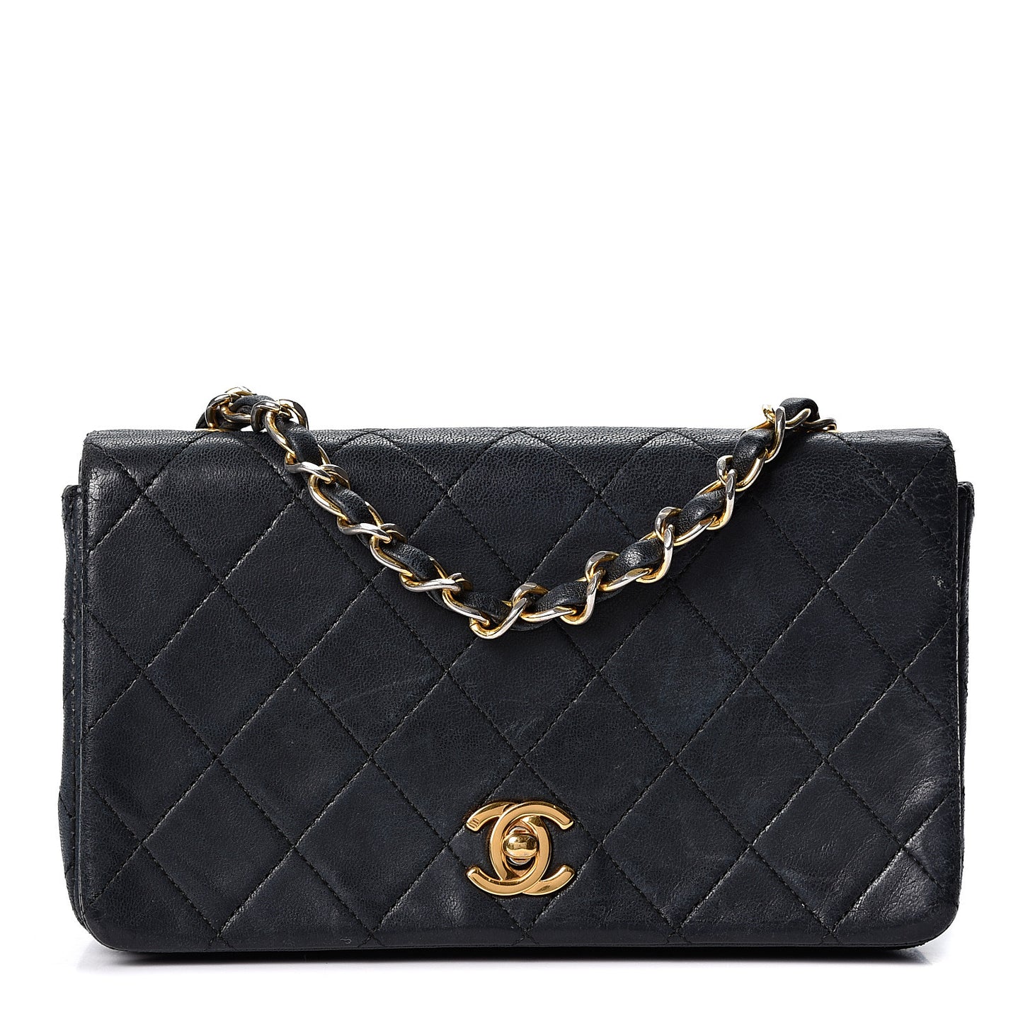 Lambskin Quilted Small Single Flap Black