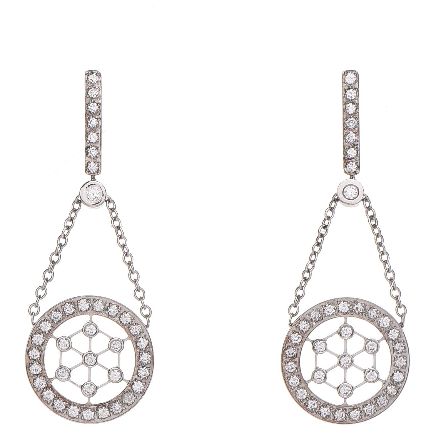 Tiffany Platinum Diamond Voile Drop Earrings 2 of 9