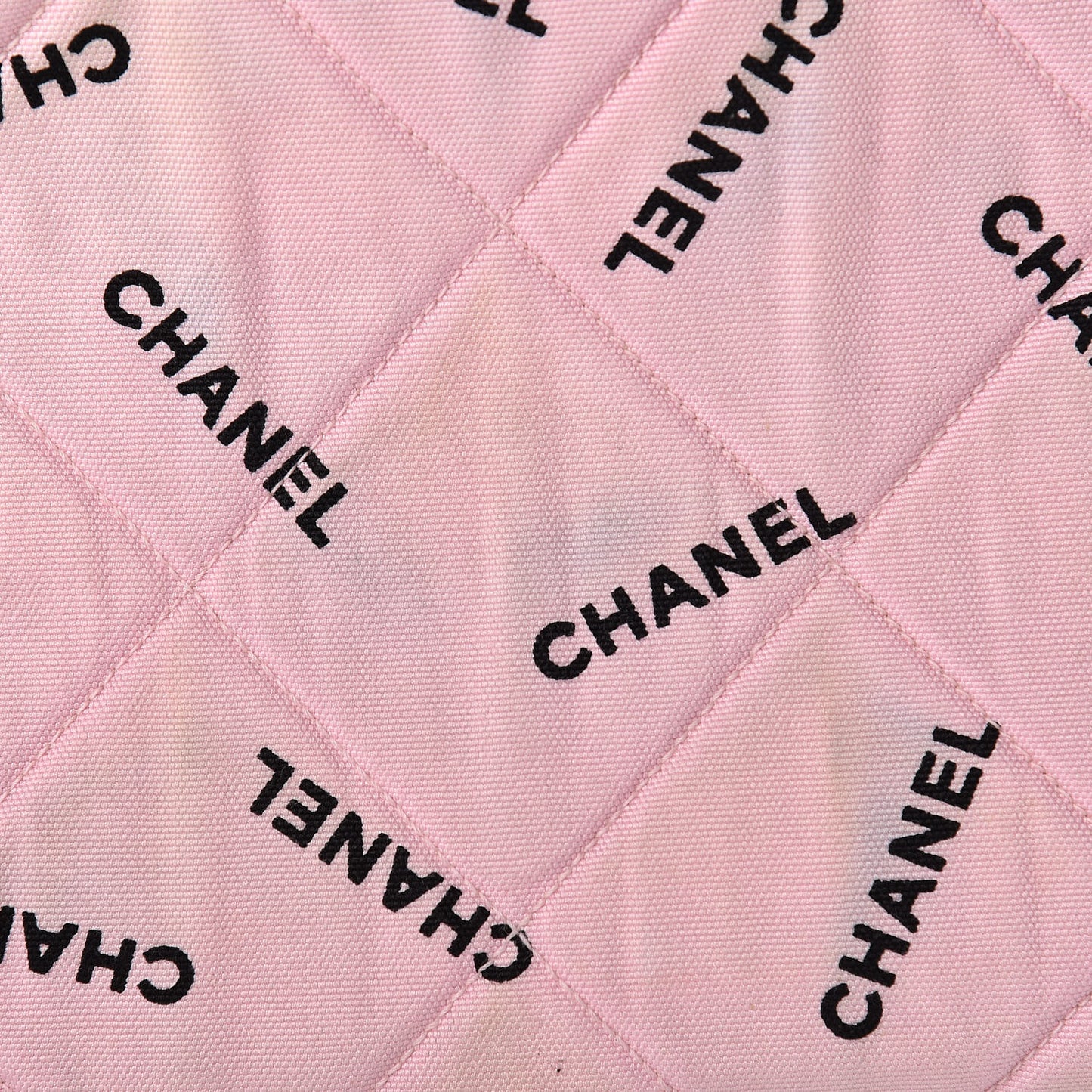 Canvas Quilted Printed Logo Tote Pink Black