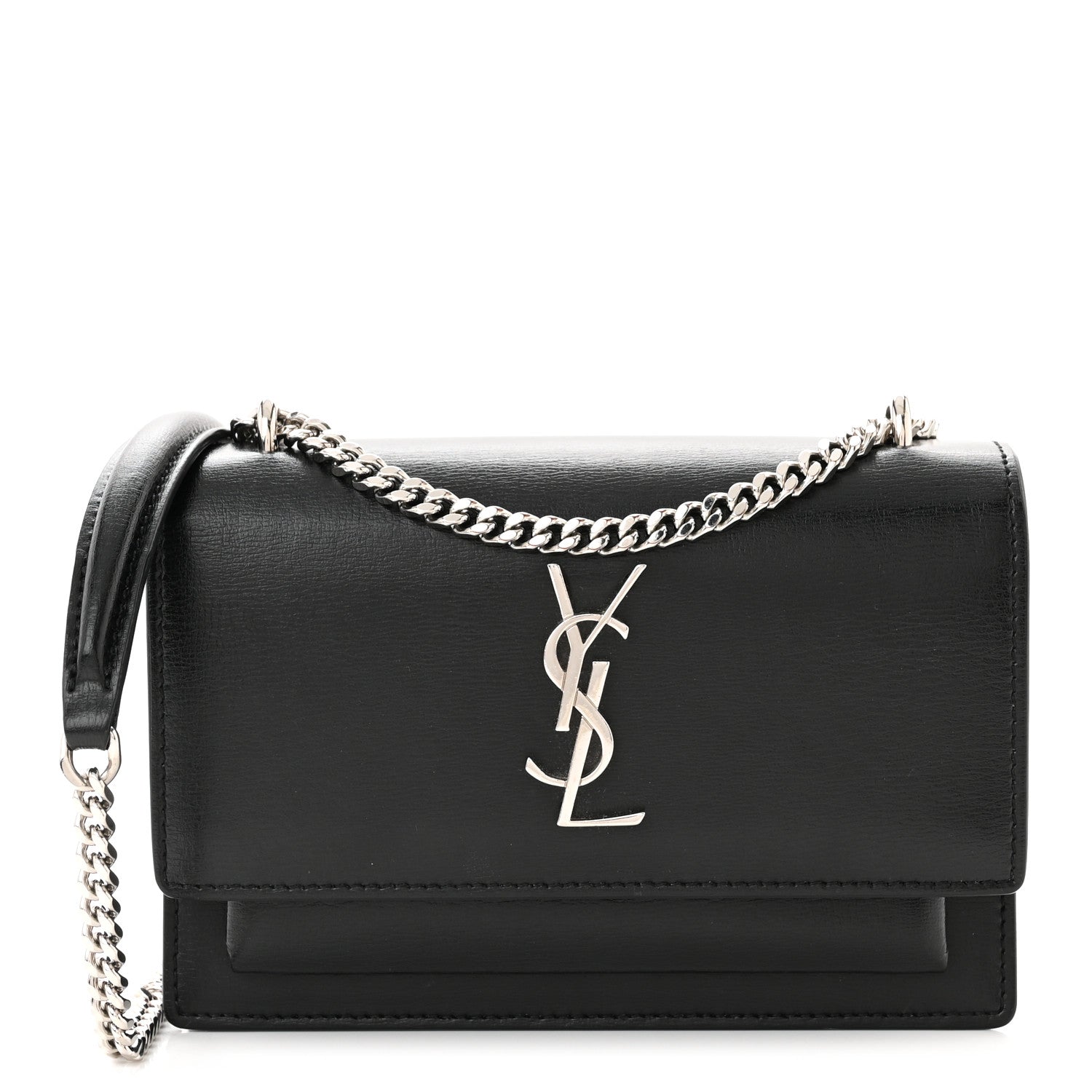 Saint Laurent Calfskin Monogram Sunset Chain Wallet Black 1 of 12