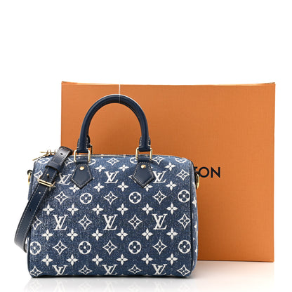Louis Vuitton Monogram Jacquard Denim Speedy Bandouliere 25 Bleu 11 of 11