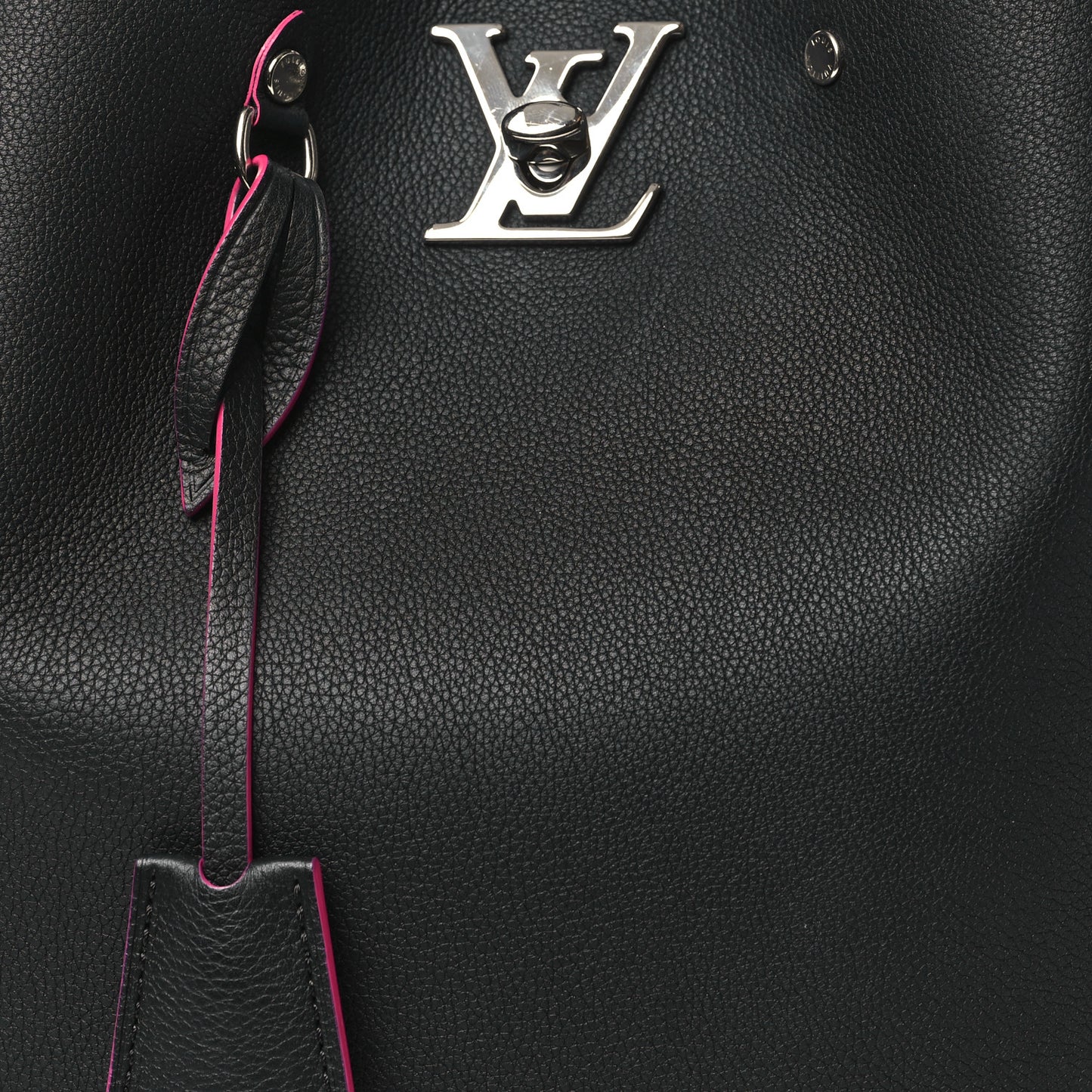 Calfskin Lockme Bucket Black