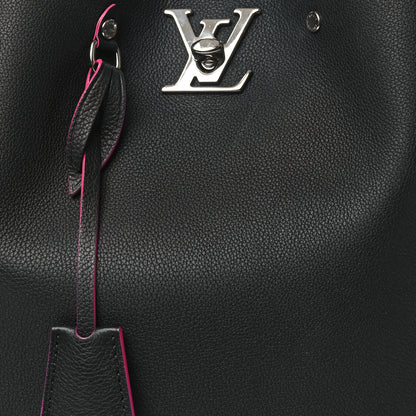 Louis Vuitton Calfskin Lockme Bucket Black 7 of 10