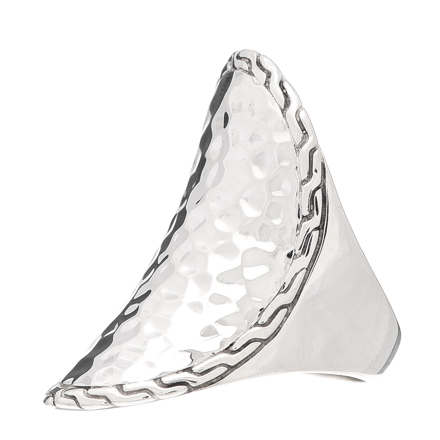 John Hardy Sterling Silver Classic Chain Hammered Oval Saddle Ring 56 7.5 3 of 5