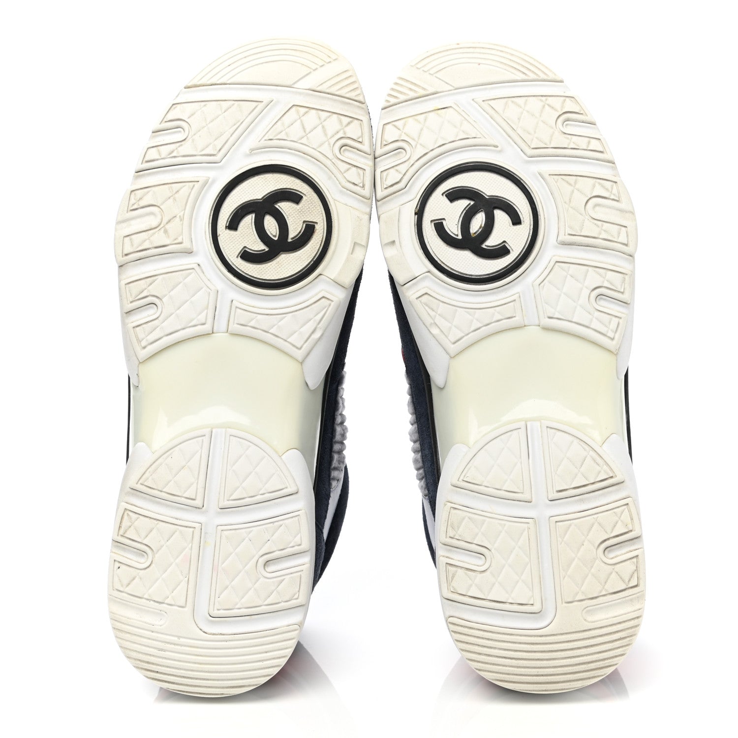 Chanel Suede Calfskin Womens CC Sneakers 38.5 Grey Red Blue 5 of 8