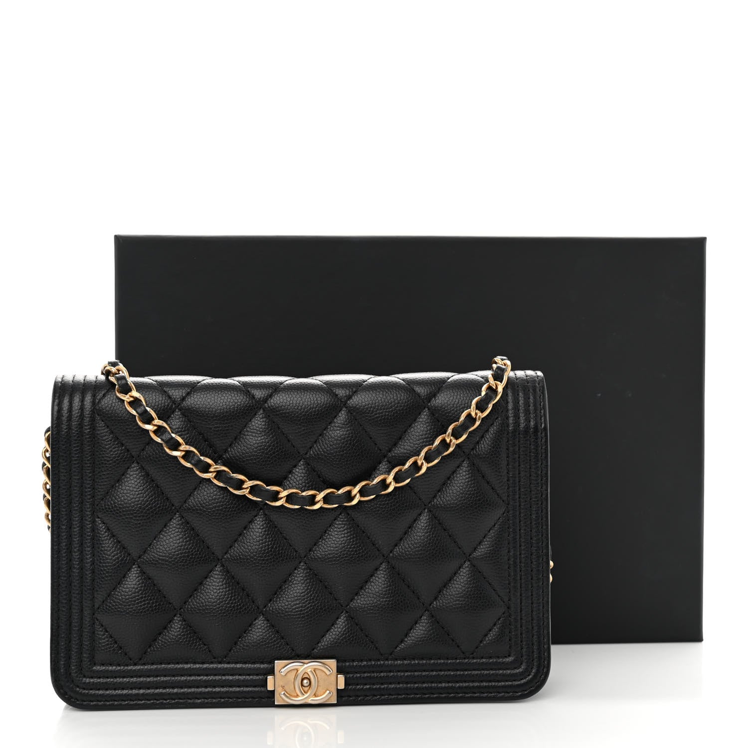 Chanel Caviar Quilted Boy Wallet On Chain WOC Black 12 of 12