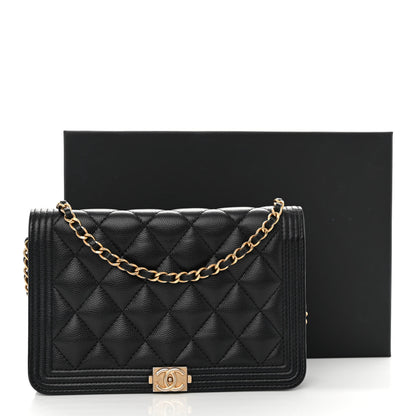 Chanel Caviar Quilted Boy Wallet On Chain WOC Black 12 of 12
