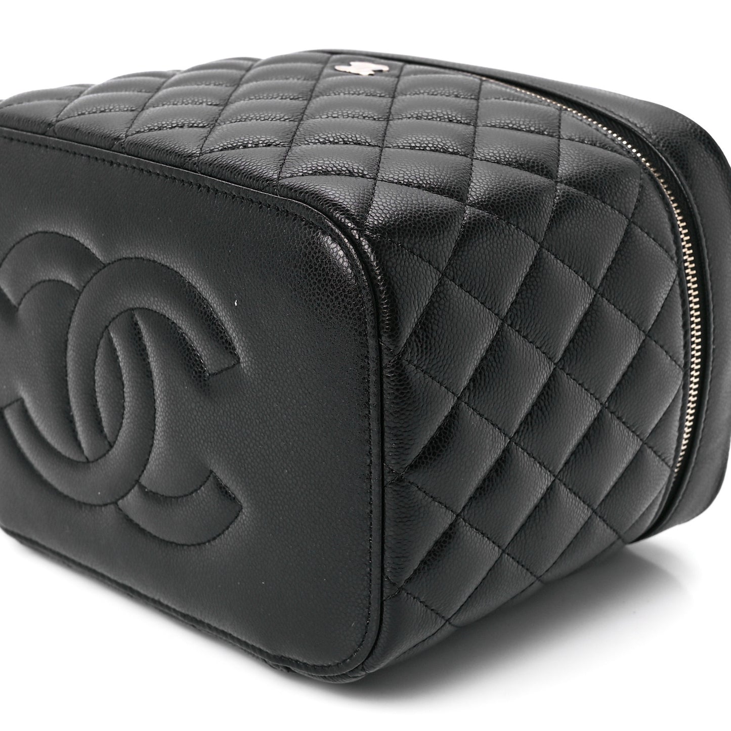 Caviar Quilted Large Vanity Pouch Black