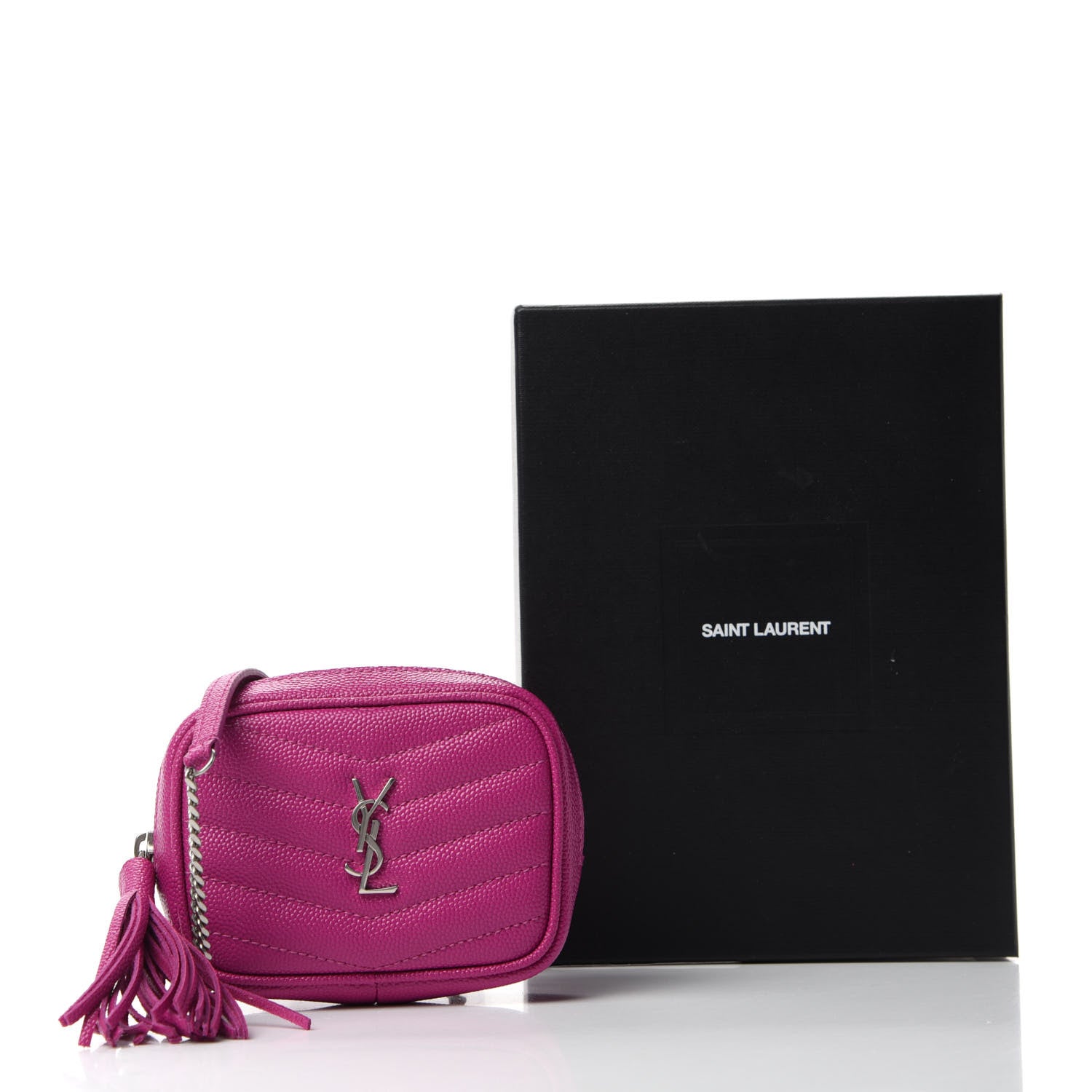 Saint Laurent Grain De Poudre Matelasse Monogram Baby Lou Camera Bag Electric Fuxia 11 of 11