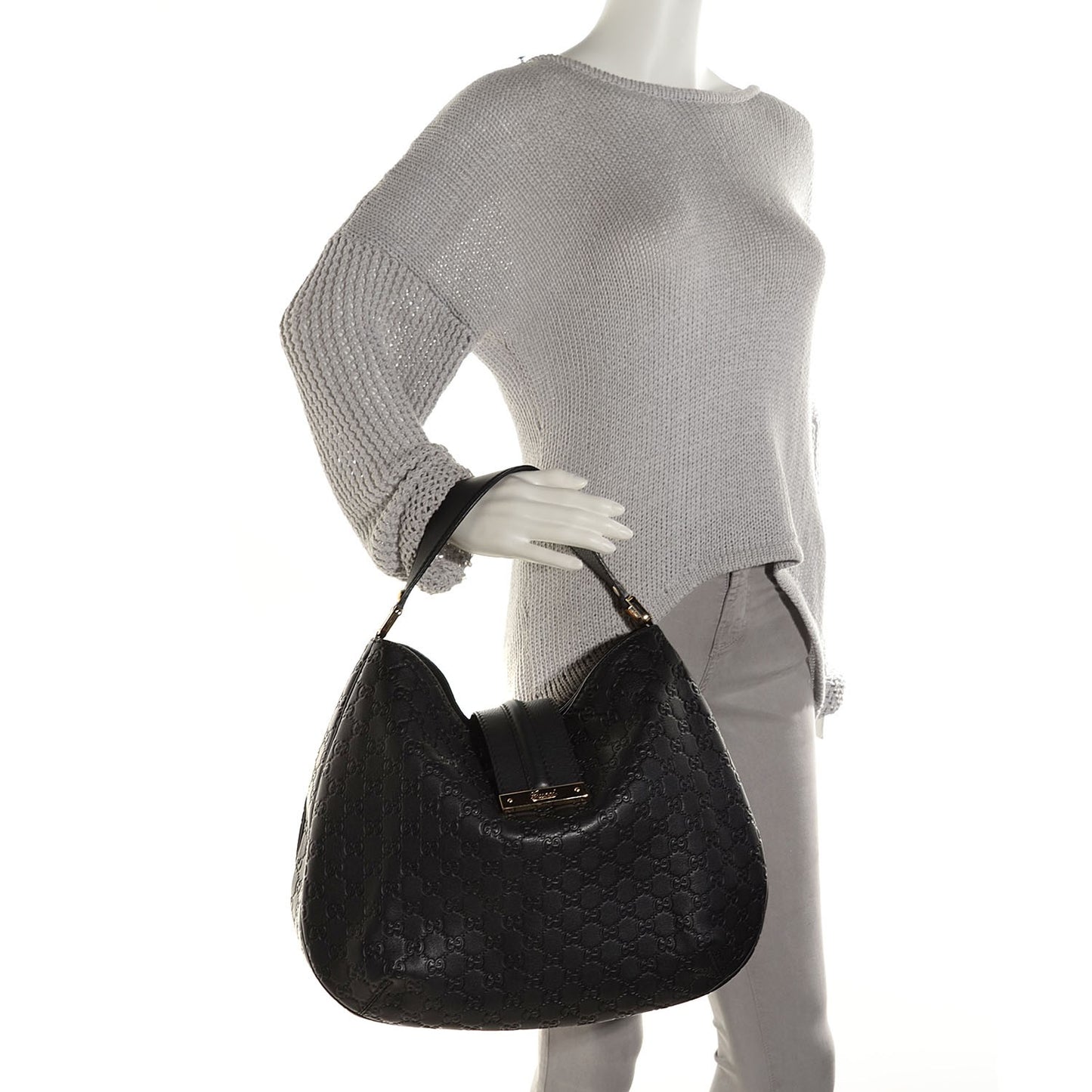 Guccissima New Ladies Web Large Hobo Black