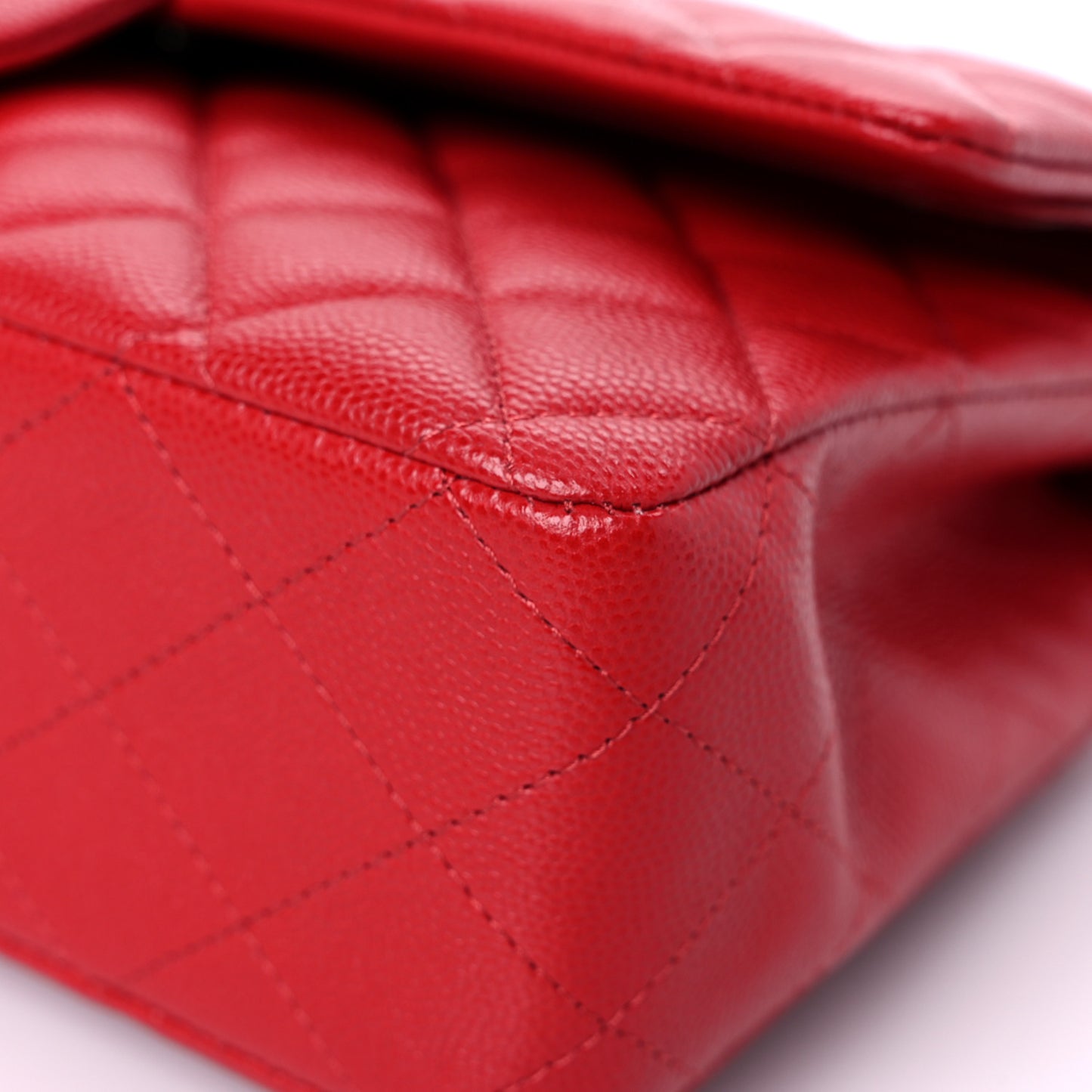Caviar Quilted Medium Double Flap Red