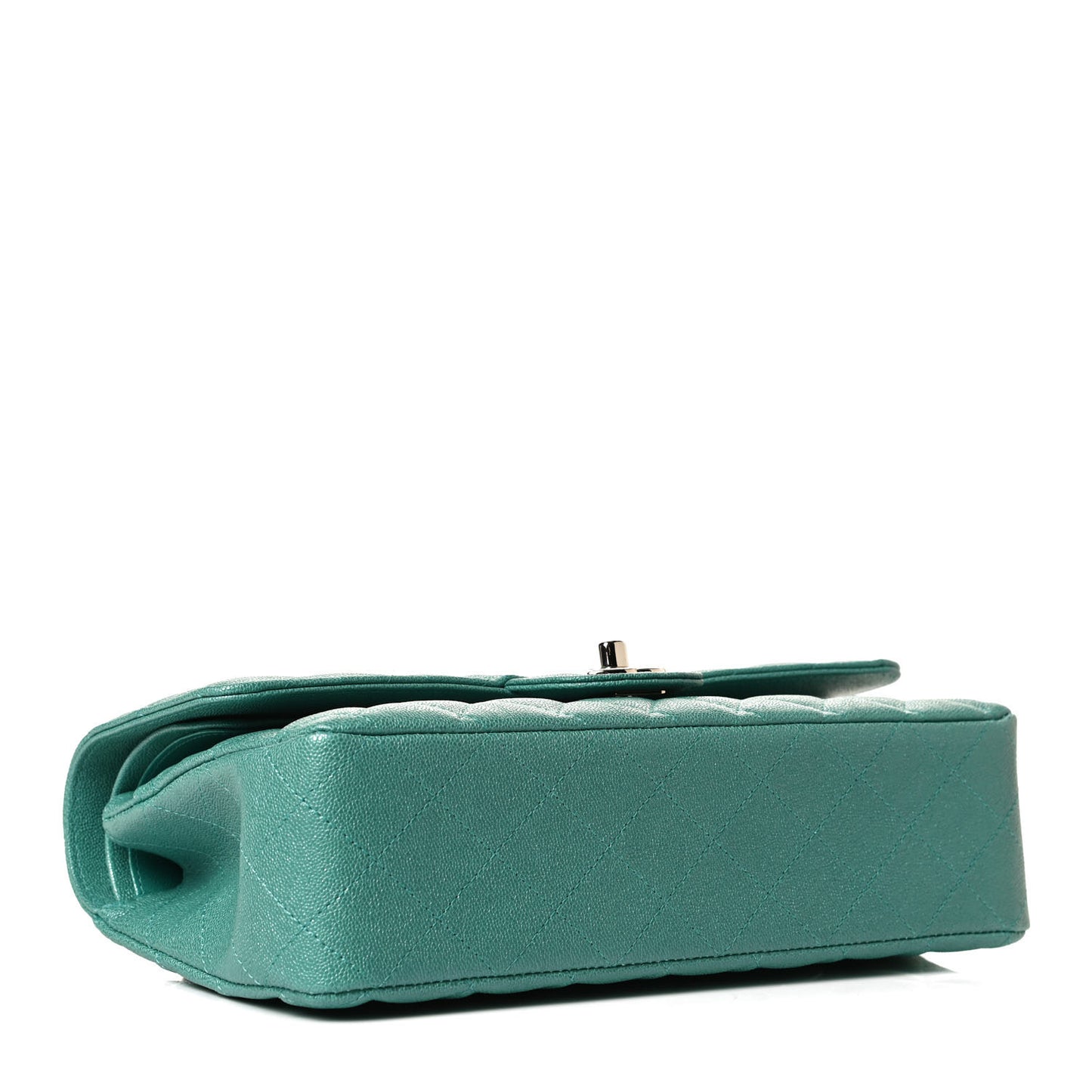 Iridescent Caviar Quilted Medium Double Flap Green