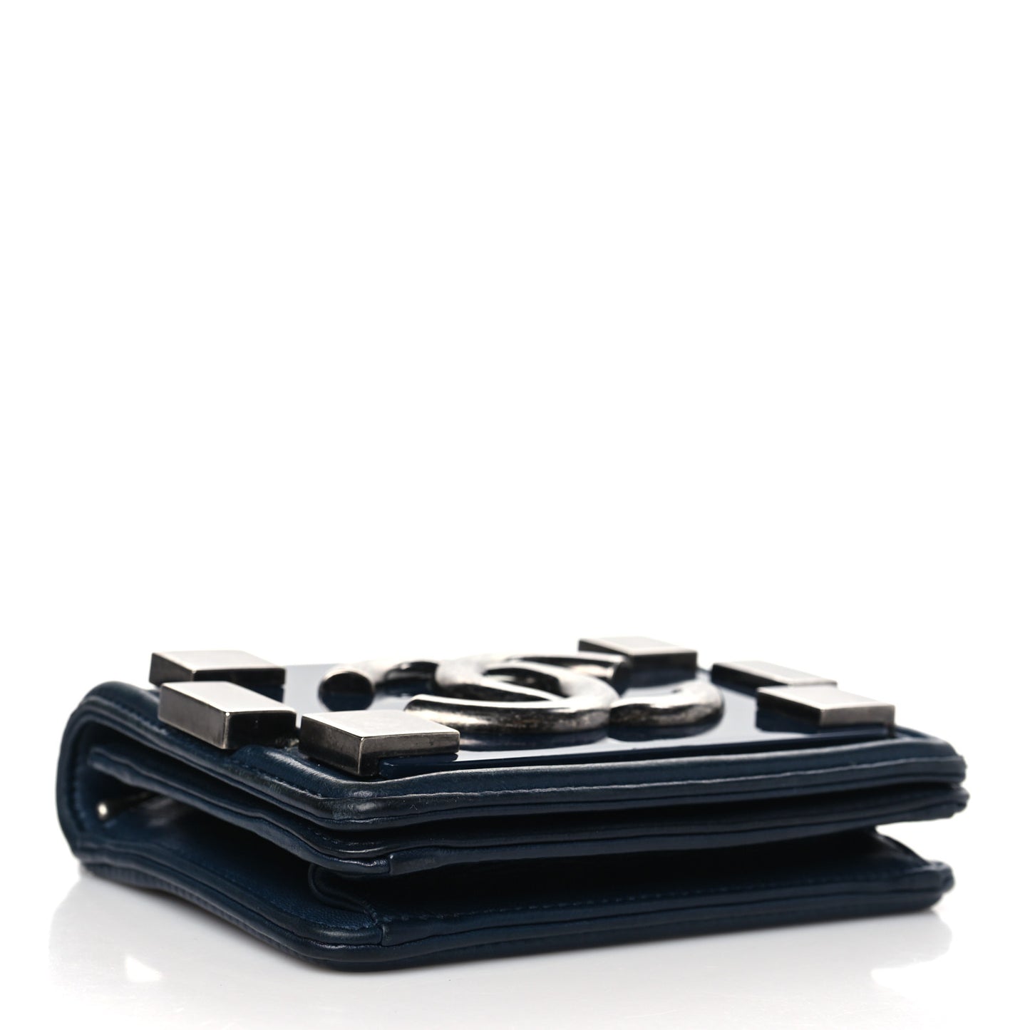 Plexiglass Lambskin Mini Boy Brick Flap Blue