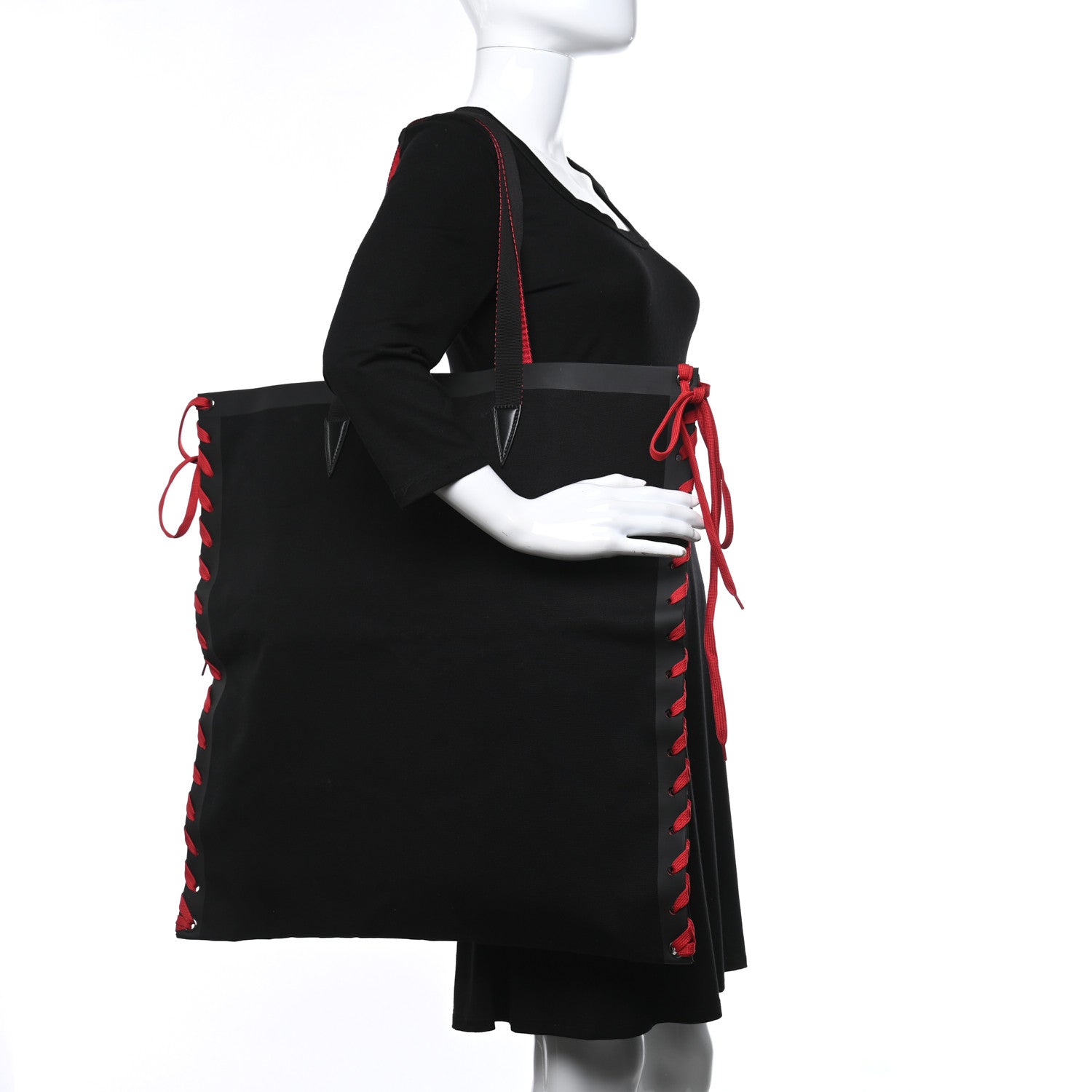 Christian Louboutin Braided Canvas Cabalace Shopper Tote Black 2 of 9