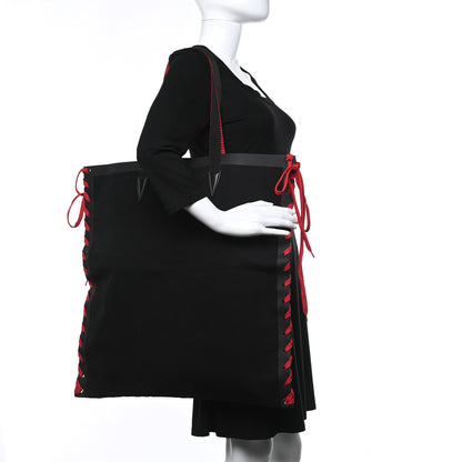 Christian Louboutin Braided Canvas Cabalace Shopper Tote Black 2 of 9